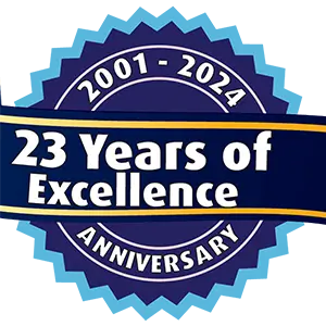  23 years of excellence anniversary badge 